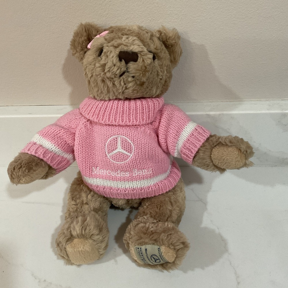 2004 Herrington Teddy Bear Mercedes Benz Pink Sweater & Bow 12"